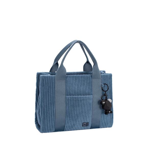 David Jones Corduroy Charm Detail Included Zipper Closure Handbag | Bering Sea - Picture 6 of 10